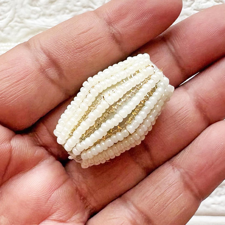Cream Beaded Nakshi Dholak Pack of 10 | Wedding, Festive Decoration &amp; DIY Craft