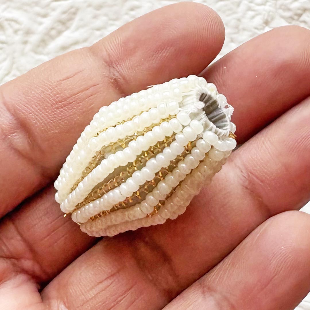 Cream Beaded Nakshi Dholak Pack of 10 | Wedding, Festive Decoration &amp; DIY Craft
