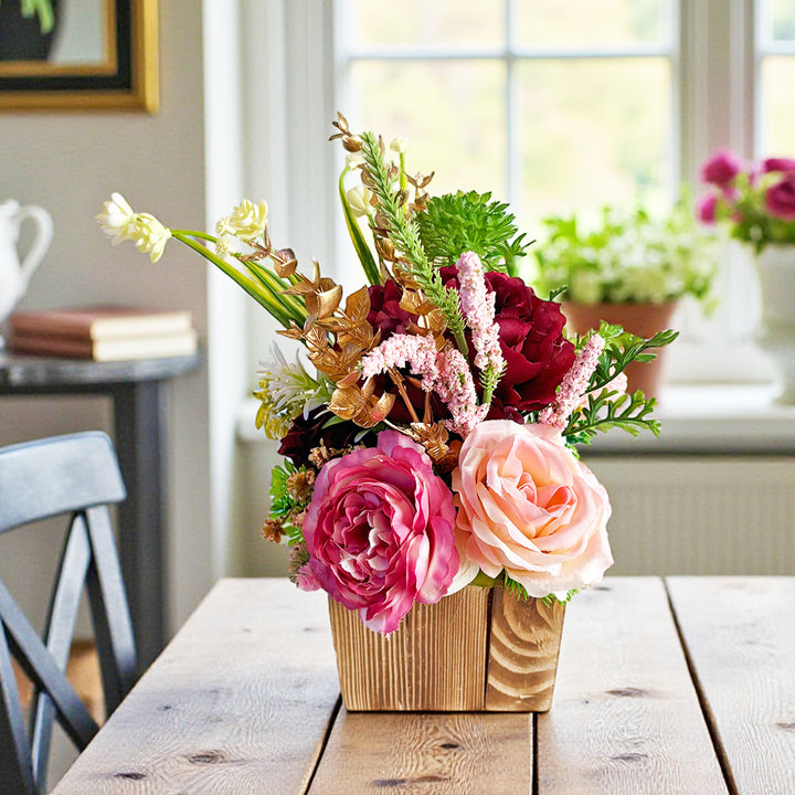 Maroon Decorative Flower Wooden Centerpieces D2 | Wedding, Party &amp; Home Table Décor