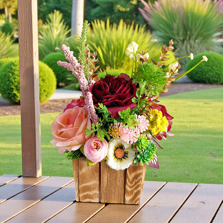 Maroon Decorative Flower Wooden Centerpieces D2 | Wedding, Party &amp; Home Table Décor