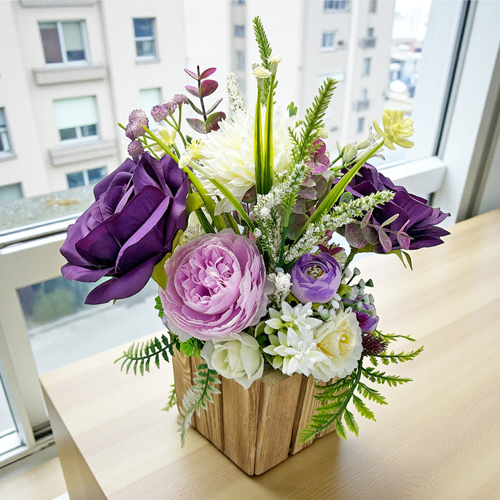 Purple Decorative Flower Wooden Centerpieces D1 | Wedding, Party &amp; Home Table Décor