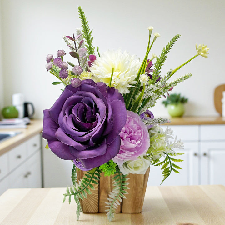Purple Decorative Flower Wooden Centerpieces D1 | Wedding, Party &amp; Home Table Décor