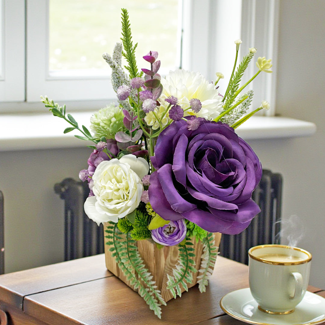 Purple Decorative Flower Wooden Centerpieces D1 | Wedding, Party &amp; Home Table Décor