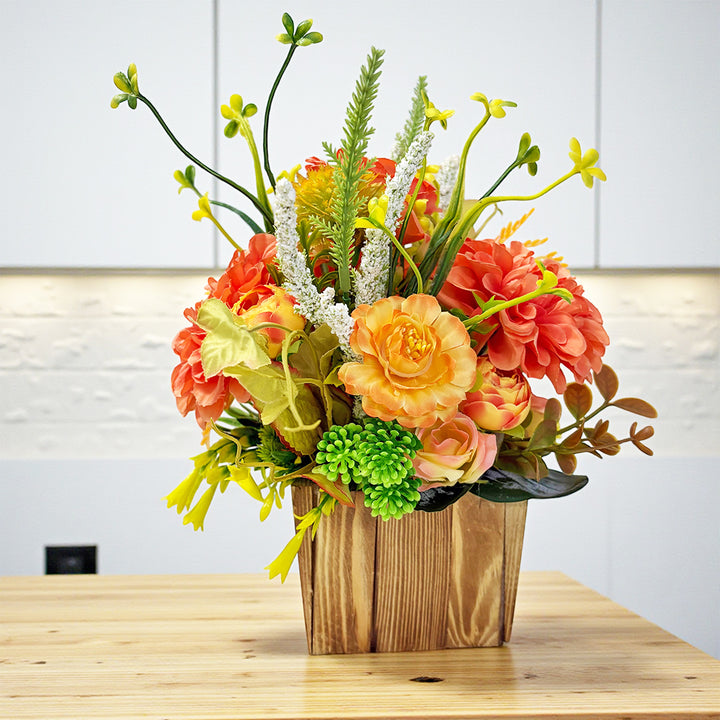 Orange Decorative Flower Wooden Centerpieces | Wedding, Party &amp; Home Table Décor