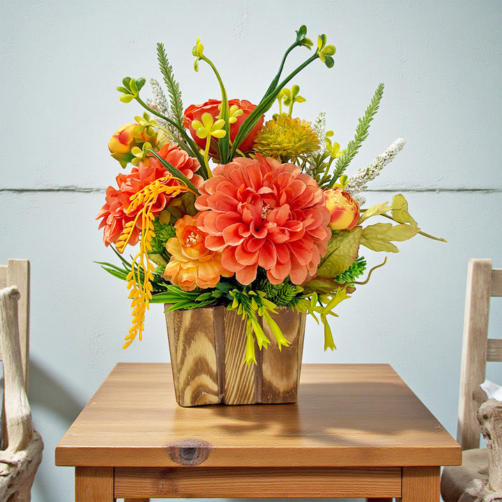 Orange Decorative Flower Wooden Centerpieces | Wedding, Party &amp; Home Table Décor