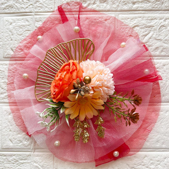 3 Flower Bunch with Red Net Fabric Pack of 4 | Ready-to-Use Trousseau &amp; Gift Packaging for Wedding &amp; Festive Décor