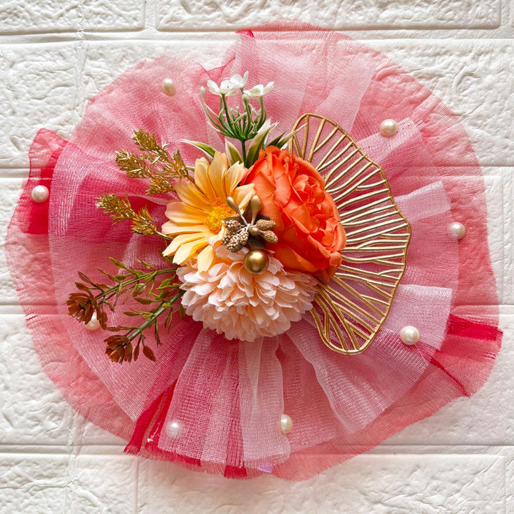 3 Flower Bunch with Red Net Fabric Pack of 4 | Ready-to-Use Trousseau &amp; Gift Packaging for Wedding &amp; Festive Décor