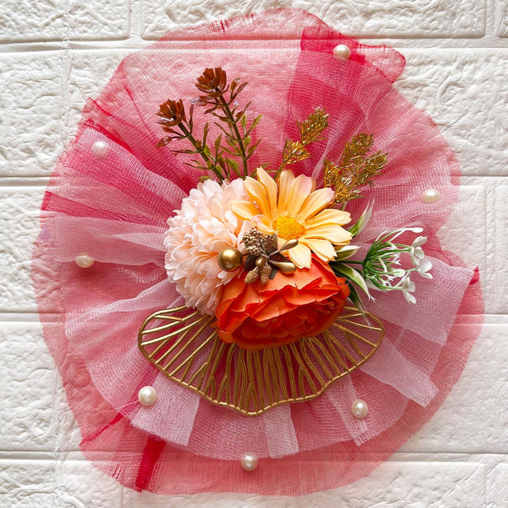 3 Flower Bunch with Red Net Fabric Pack of 4 | Ready-to-Use Trousseau &amp; Gift Packaging for Wedding &amp; Festive Décor