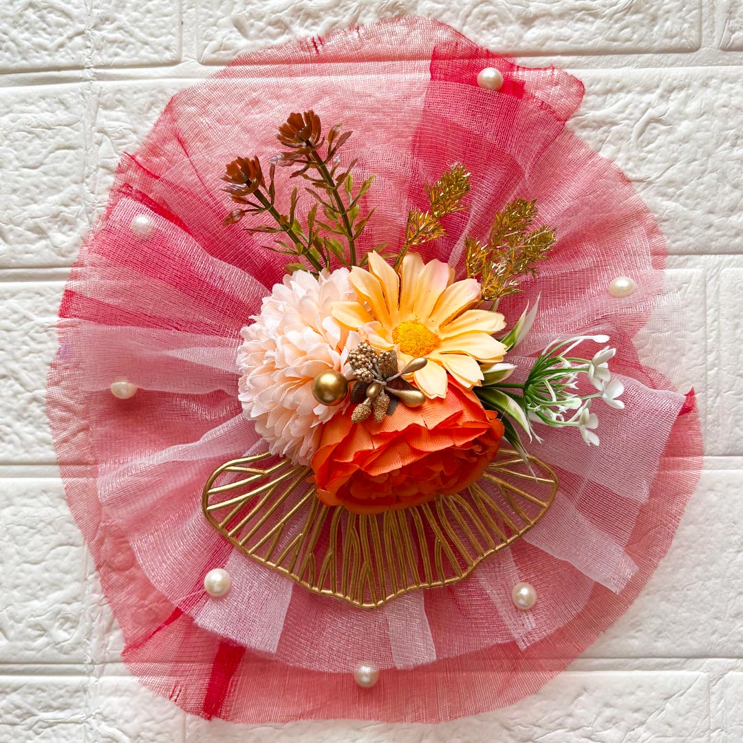 3 Flower Bunch with Red Net Fabric Pack of 4 | Ready-to-Use Trousseau &amp; Gift Packaging for Wedding &amp; Festive Décor