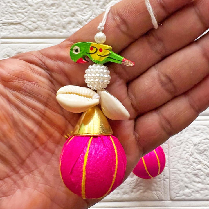 Adikala Cowrie &amp; Parrot Lattu Decorative Tassel Pack of 10 | DIY Craft &amp; Festive Decoration Tassels