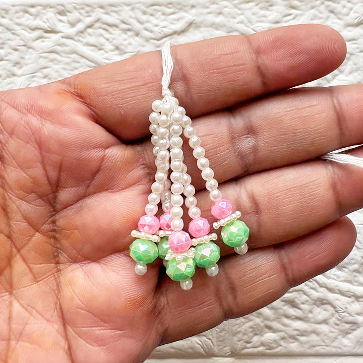 Green &amp; Pink Beads Tassel Pack of 10 | DIY Craft, Festive &amp; Decoration Tassels