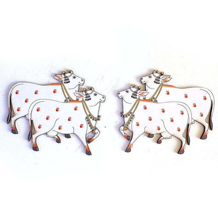 Two Head Pichwai Cow 3.2 Inch Cutout Pack of 10 | Temple &amp; Diwali Decoration