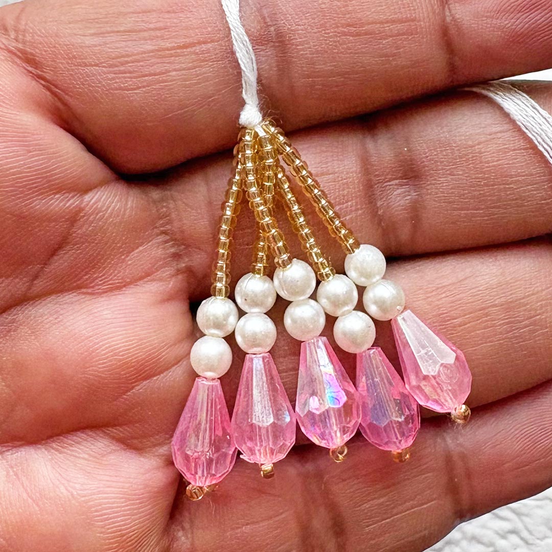 Adikala Drop Shape &amp; Golden Beads Tassel Pack of 10 | DIY Craft, Festive &amp; Decoration Tassels