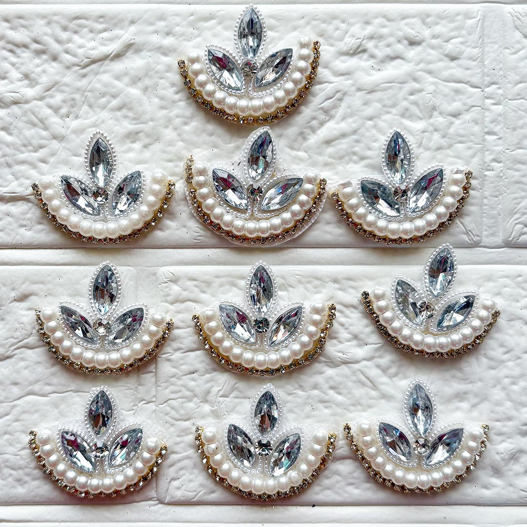 Deepak Shape Rhinestone Beaded Patch Pack of 10 | Festive, Diwali &amp; Home Decoration