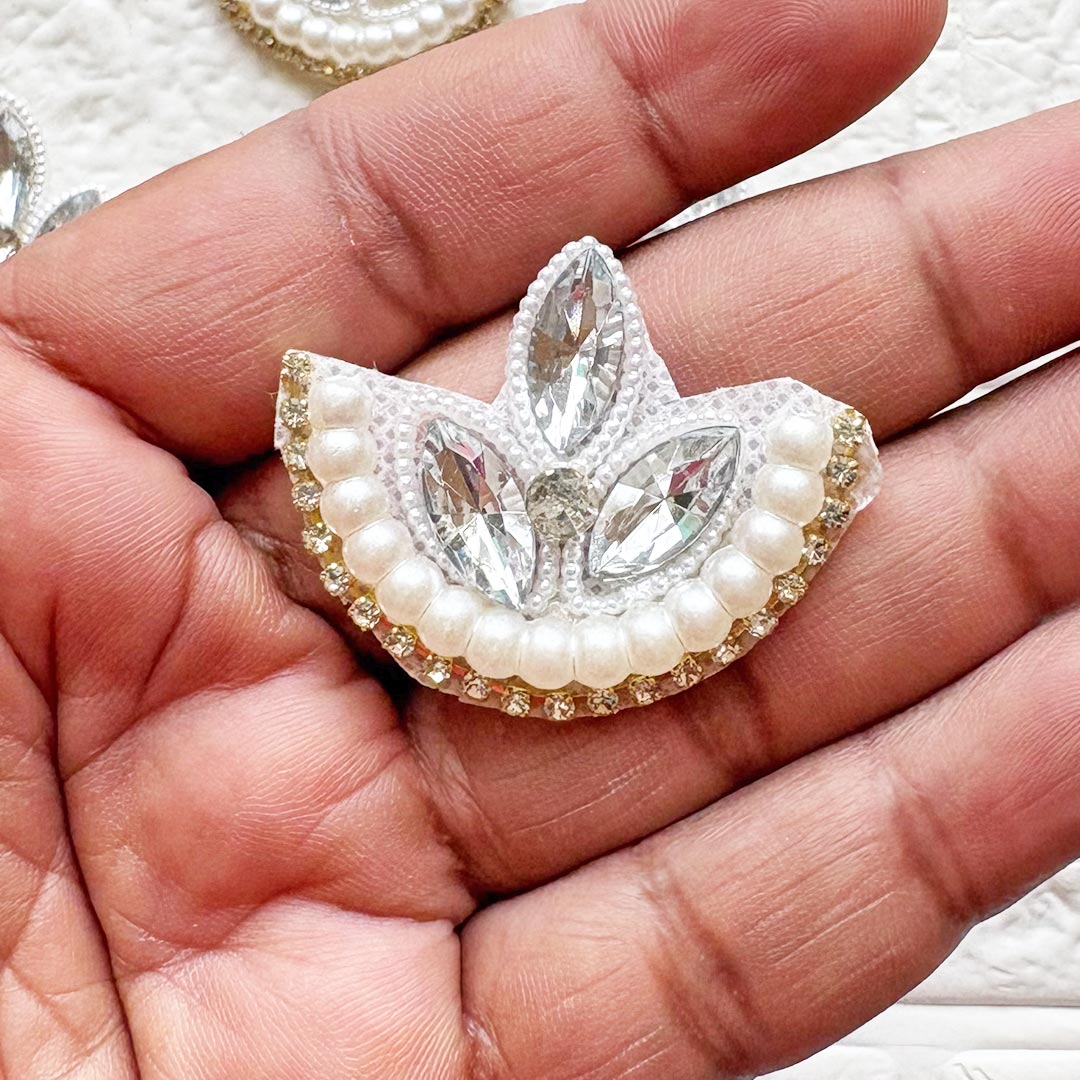Deepak Shape Rhinestone Beaded Patch Pack of 10 | Festive, Diwali &amp; Home Decoration