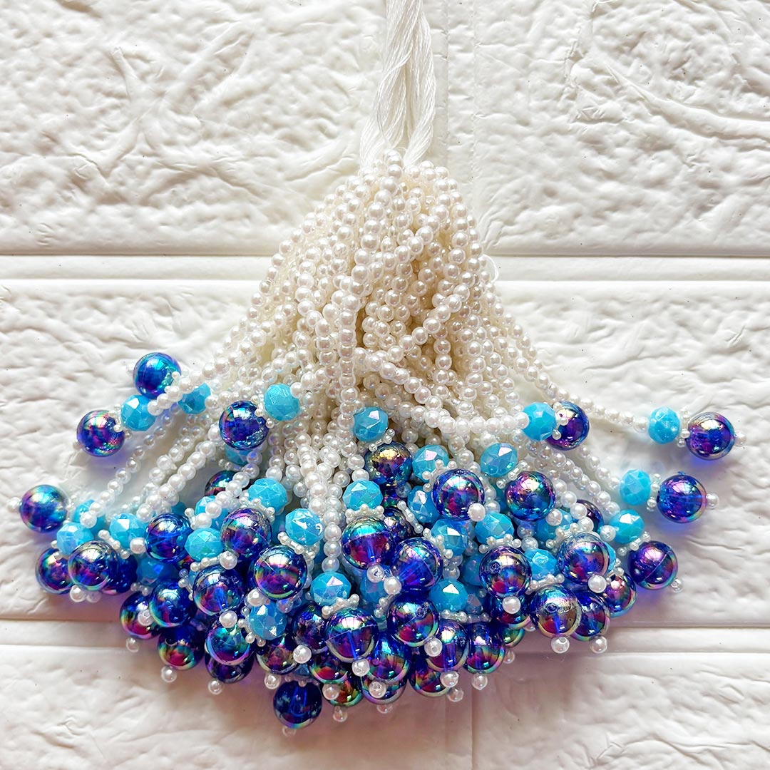 Neon Blue Beads Long Tassel Pack of 10 | DIY Art, Craft &amp; Festive Decoration Tassels
