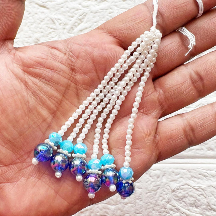 Neon Blue Beads Long Tassel Pack of 10 | DIY Art, Craft &amp; Festive Decoration Tassels
