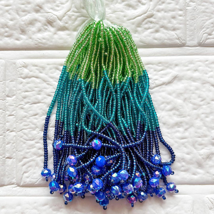 Peacock Color Beads Long Tassel Pack of 10 | DIY Art, Craft &amp; Festive Decoration Tassels
