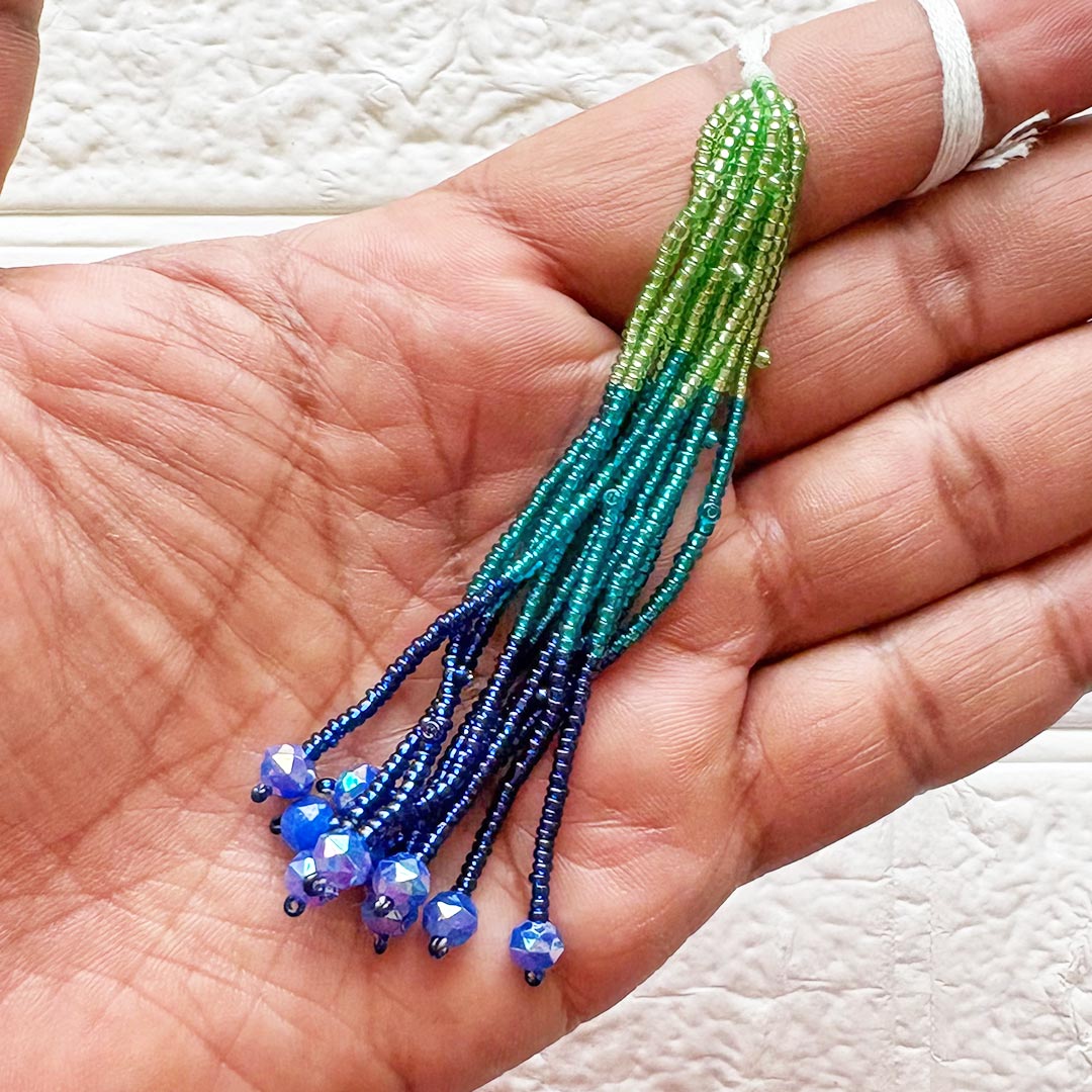 Peacock Color Beads Long Tassel Pack of 10 | DIY Art, Craft &amp; Festive Decoration Tassels