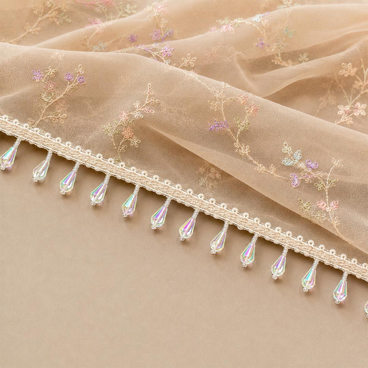 Clear Drop Bead Lace Border | Decorative Trim for Saree, Blouse, Dupatta, Lehenga &amp; DIY Craft Work