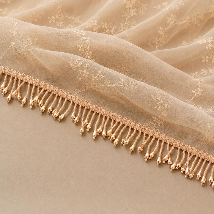 Rose Gold Drop Bead Lace Border | Decorative Trim for Saree, Blouse, Dupatta, Lehenga &amp; DIY Craft Work