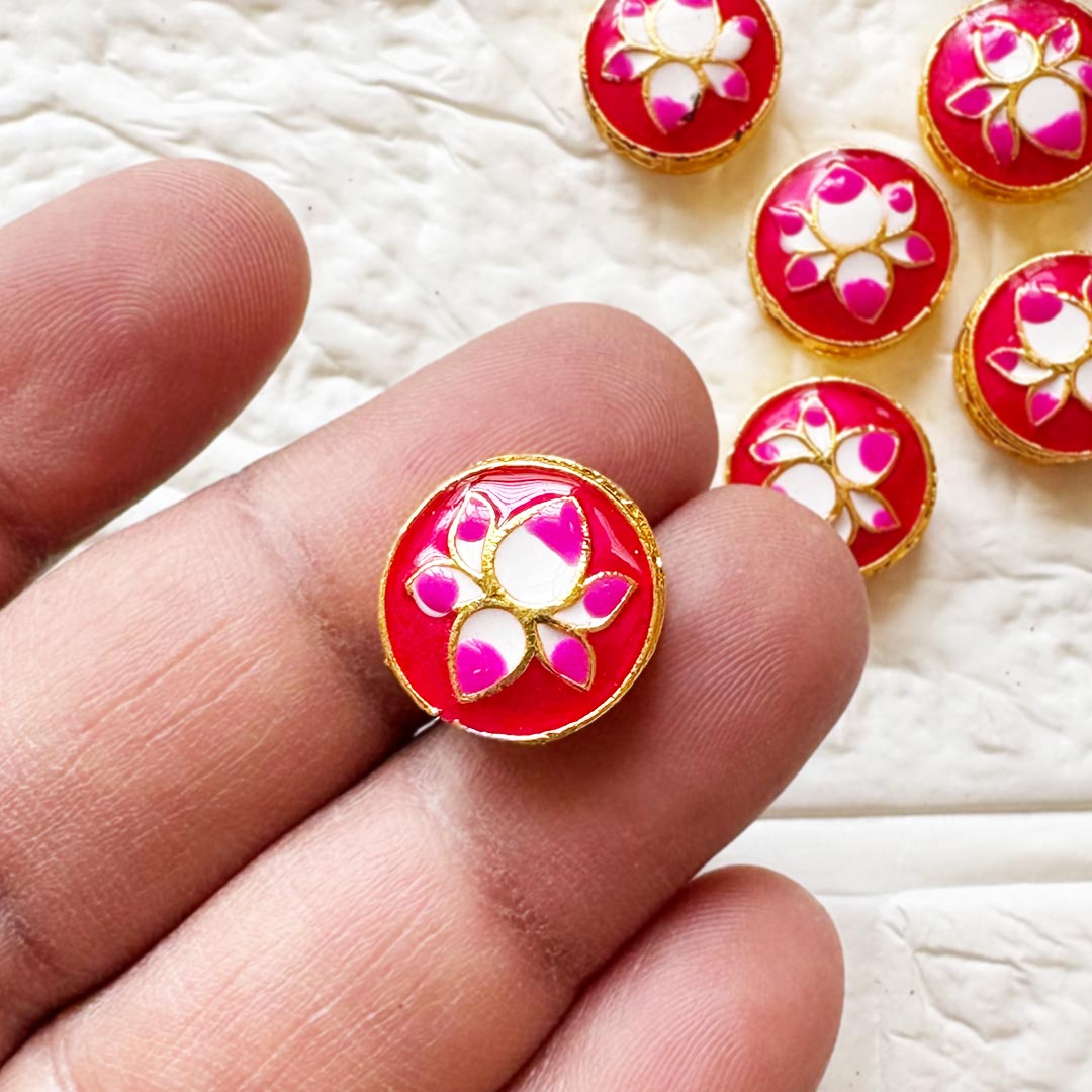 Round Rani Lotus Buttons Set of 10 for Suit, Saree &amp; DIY | Decorative Buttons