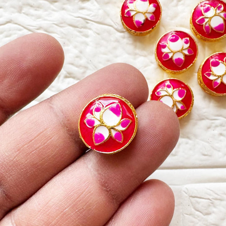 Round Rani Lotus Buttons Set of 10 for Suit, Saree &amp; DIY | Decorative Buttons