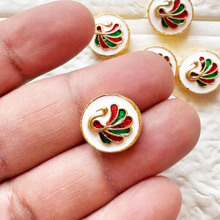 Round Peacock Lotus Buttons Set of 10 for Suit, Saree &amp; DIY | Decorative Buttons