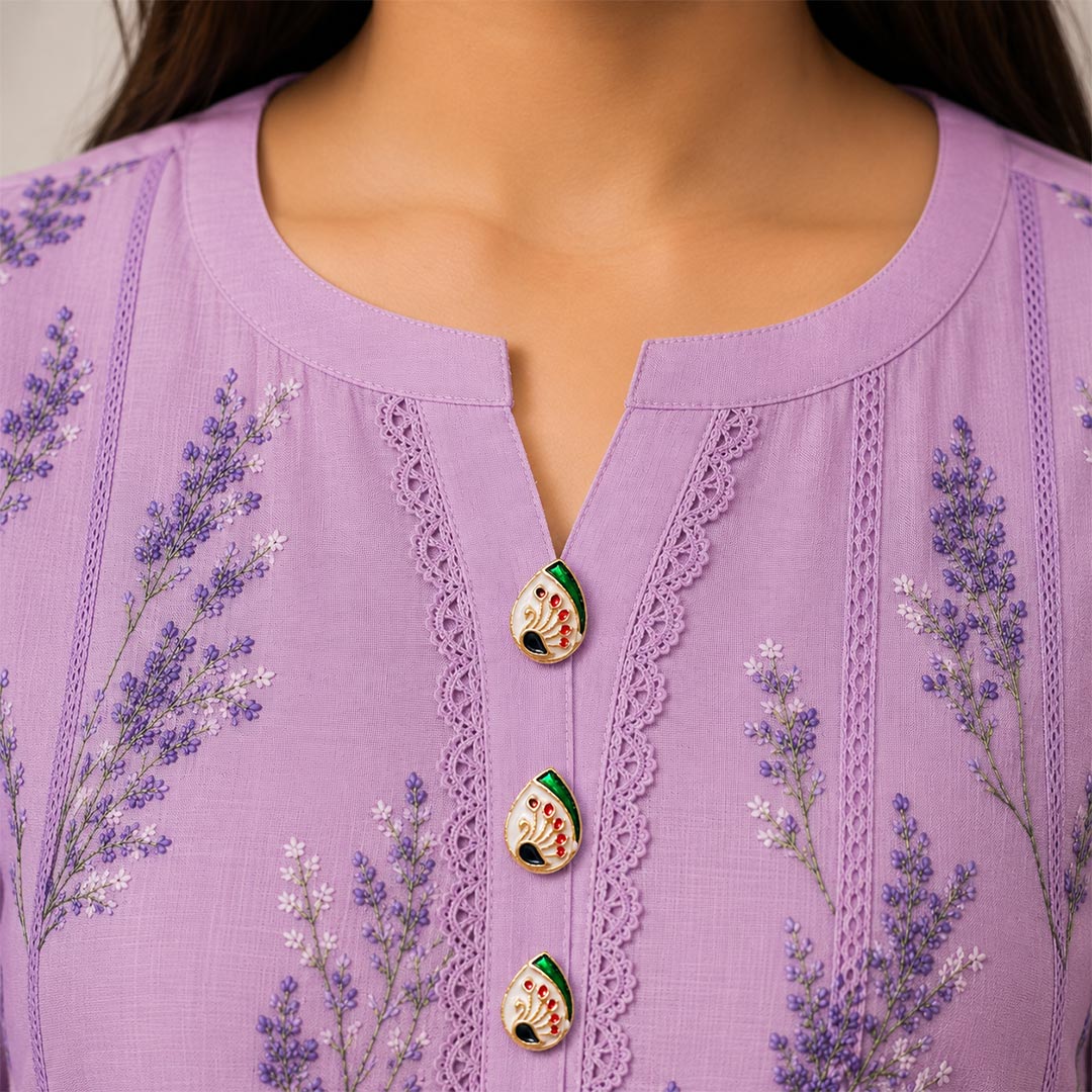 Drop Shape Peacock Lotus Buttons Set of 10 for Suit, Saree &amp; DIY | Decorative Buttons
