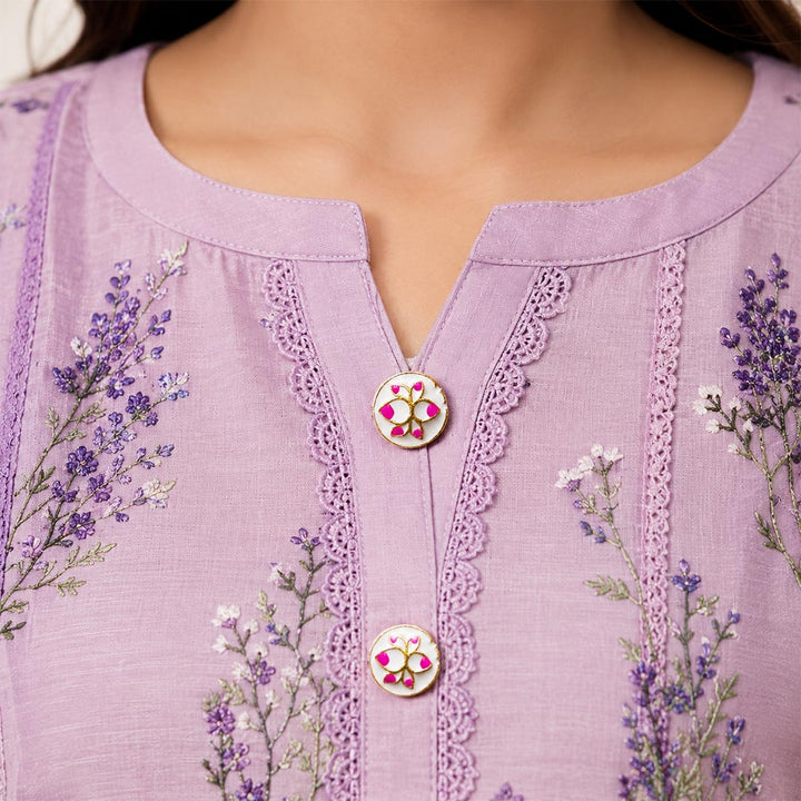 Round White Lotus Buttons Set of 10 for Suit, Saree &amp; DIY | Decorative Buttons