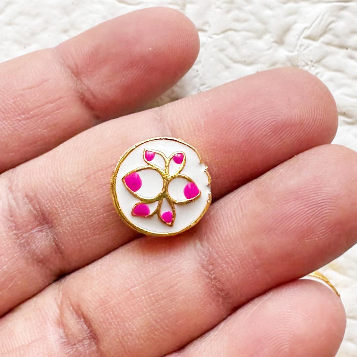 Round White Lotus Buttons Set of 10 for Suit, Saree &amp; DIY | Decorative Buttons