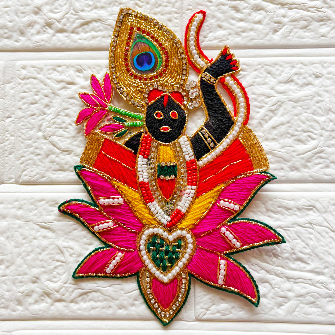 ShrinathJi on lotus Beaded Patch for Door Entrance Pack of 2 | Festive &amp; Home Decoration