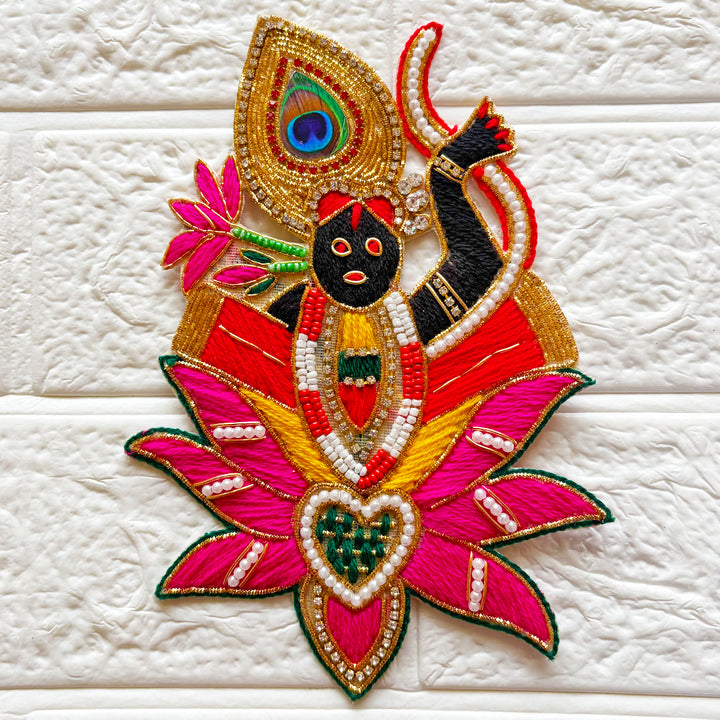 ShrinathJi on lotus Beaded Patch for Door Entrance Pack of 2 | Festive &amp; Home Decoration