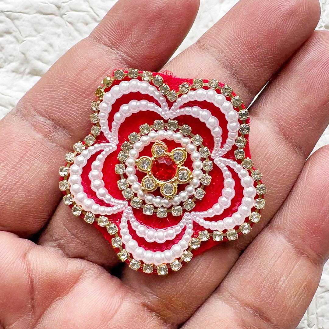 Round Flower Shape Rhinestone Beaded Patch Pack of 10 | Festive, Diwali &amp; Home Decoration