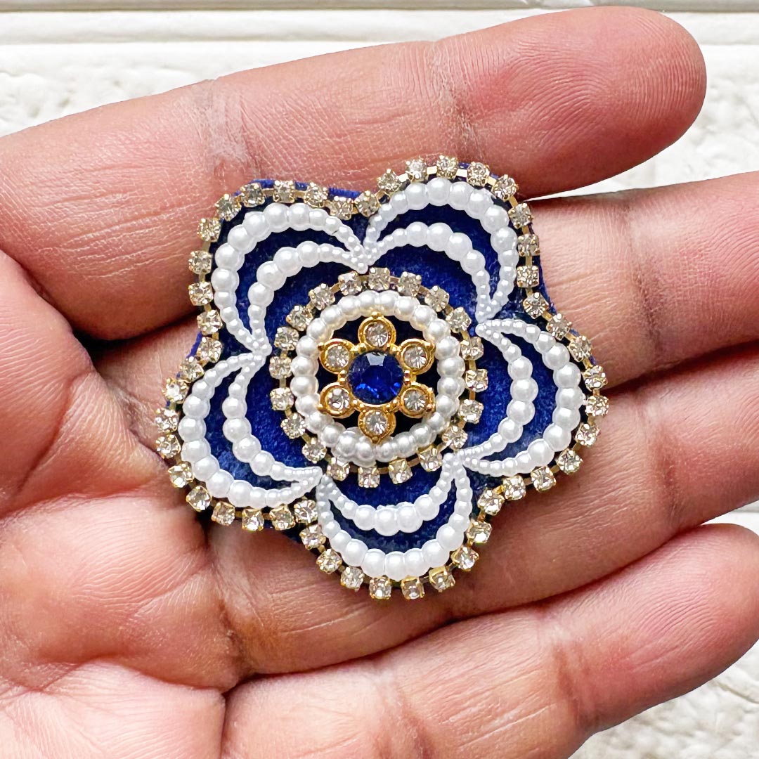 Round Flower Shape Rhinestone Beaded Patch Pack of 10 | Festive, Diwali &amp; Home Decoration