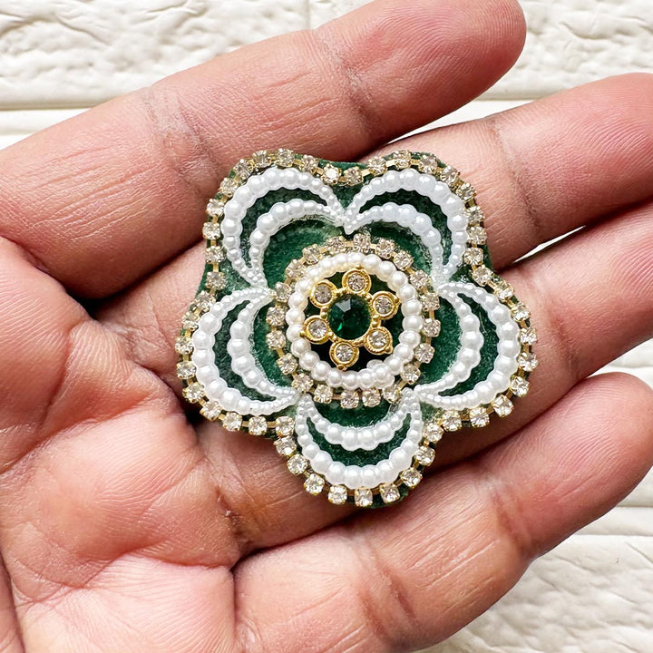 Round Flower Shape Rhinestone Beaded Patch Pack of 10 | Festive, Diwali &amp; Home Decoration