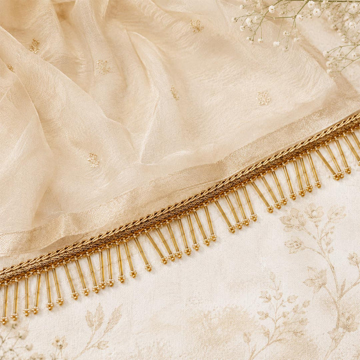 Nalki Pipe Bead Lace Border | Decorative Trim for Saree, Blouse, Dupatta, Lehenga &amp; DIY Craft Work