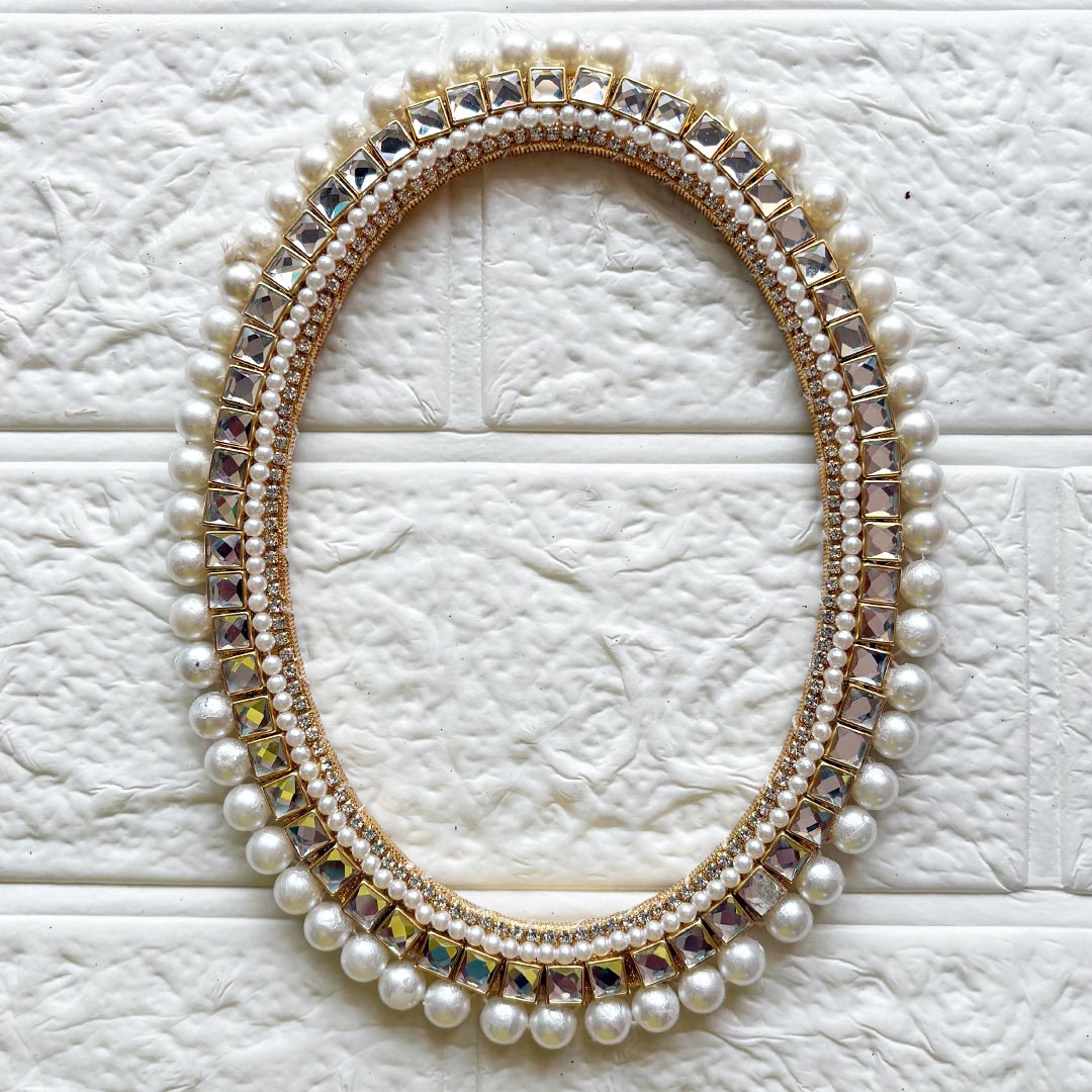 Beaded Rhinestones Oval Shape Chakra Pack of 4 | for Wedding &amp; Festive Decoration, DIY Art &amp; Craft | 6 INCH