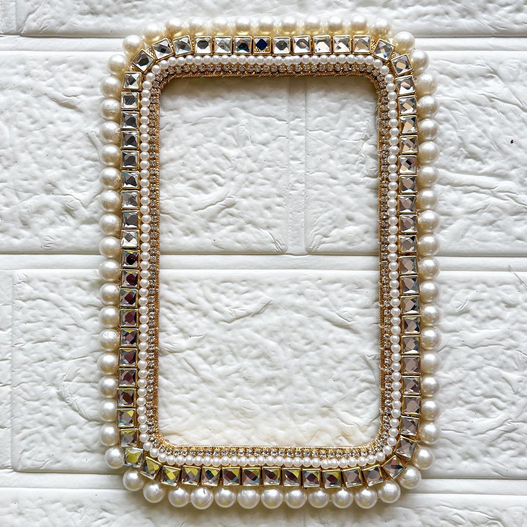 Beaded Rhinestones rectangular Shape Chakra Pack of 4 | for Wedding &amp; Festive Decoration, DIY Art &amp; Craft | 6 INCH