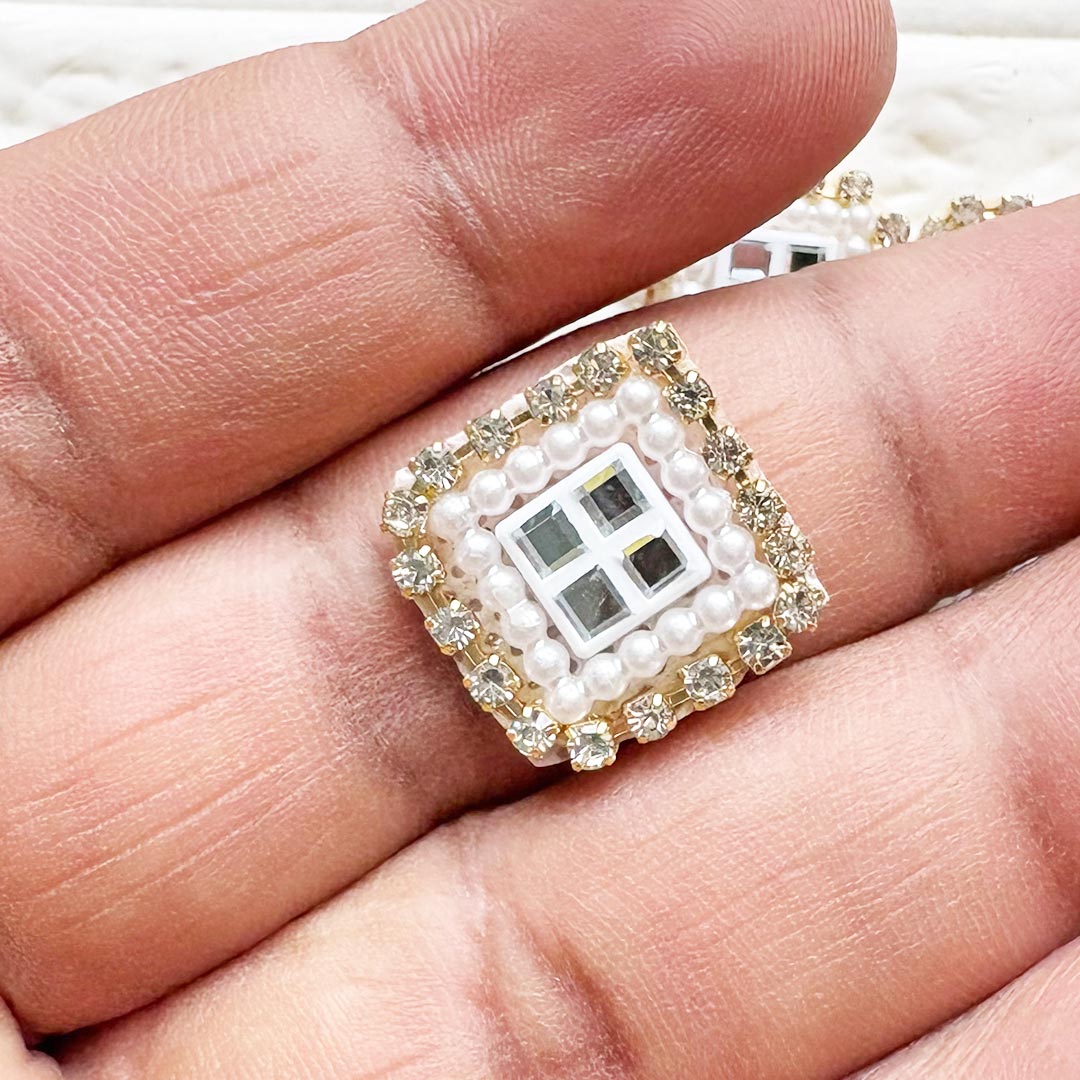 Small Square Shape Rhinestone Patch Pack of 10 | Festive, Diwali &amp; Home Decoration