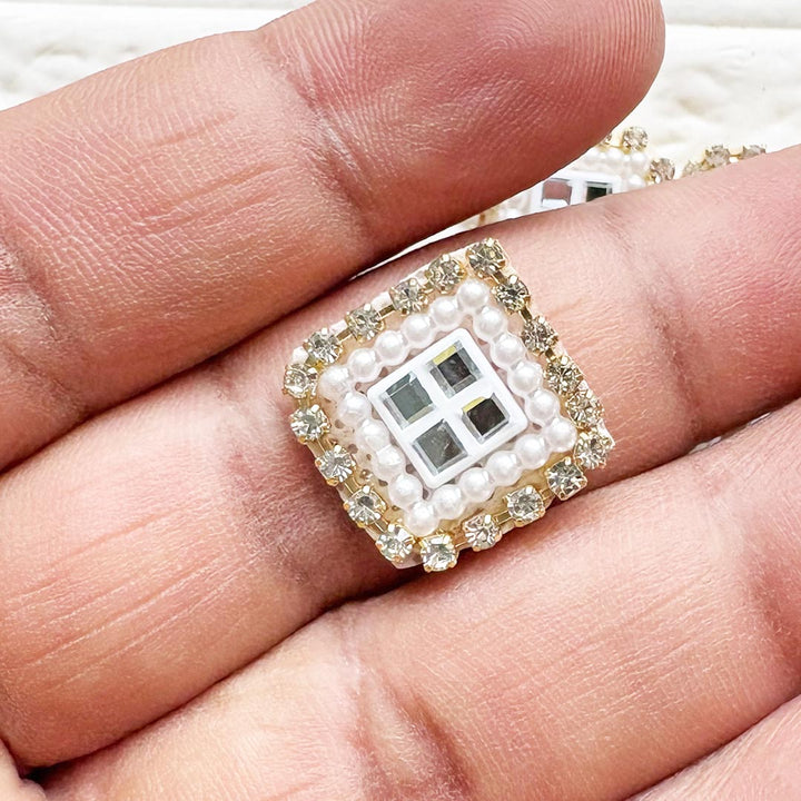 Small Square Shape Rhinestone Patch Pack of 10 | Festive, Diwali &amp; Home Decoration