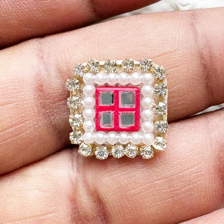 Small Square Shape Rhinestone Patch Pack of 10 | Festive, Diwali &amp; Home Decoration