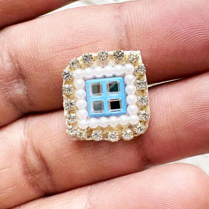 Small Square Shape Rhinestone Patch Pack of 10 | Festive, Diwali &amp; Home Decoration