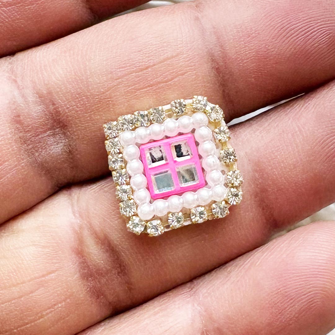 Small Square Shape Rhinestone Patch Pack of 10 | Festive, Diwali &amp; Home Decoration