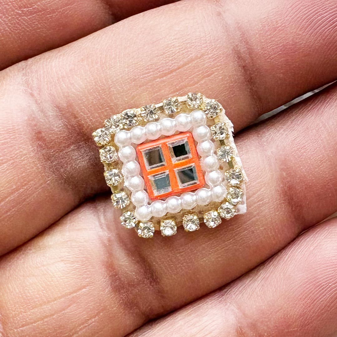 Small Square Shape Rhinestone Patch Pack of 10 | Festive, Diwali &amp; Home Decoration