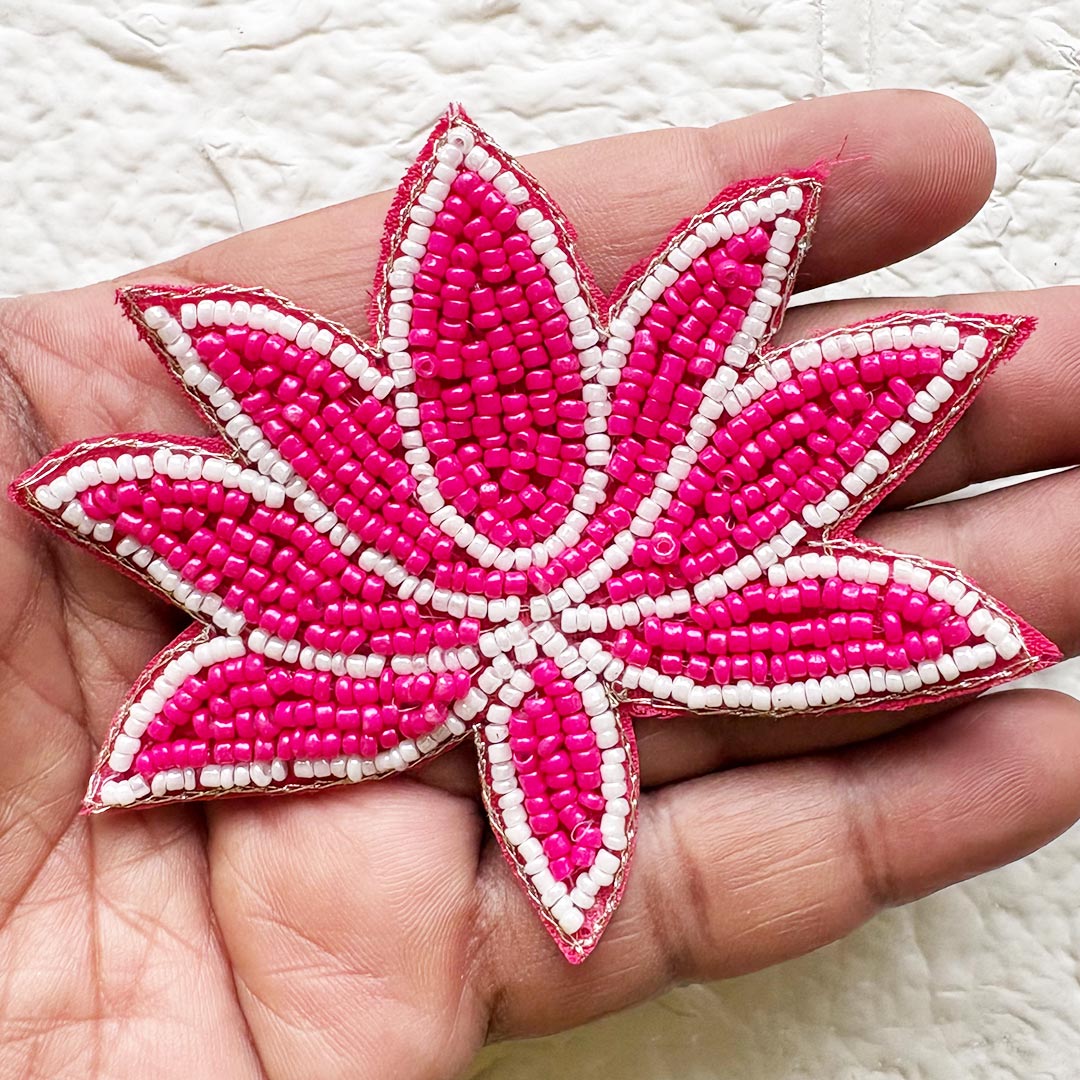 Beaded Lotus Patch 3 Inch | Pack of 10 for Diwali Festive DIY Art &amp; Craft Work