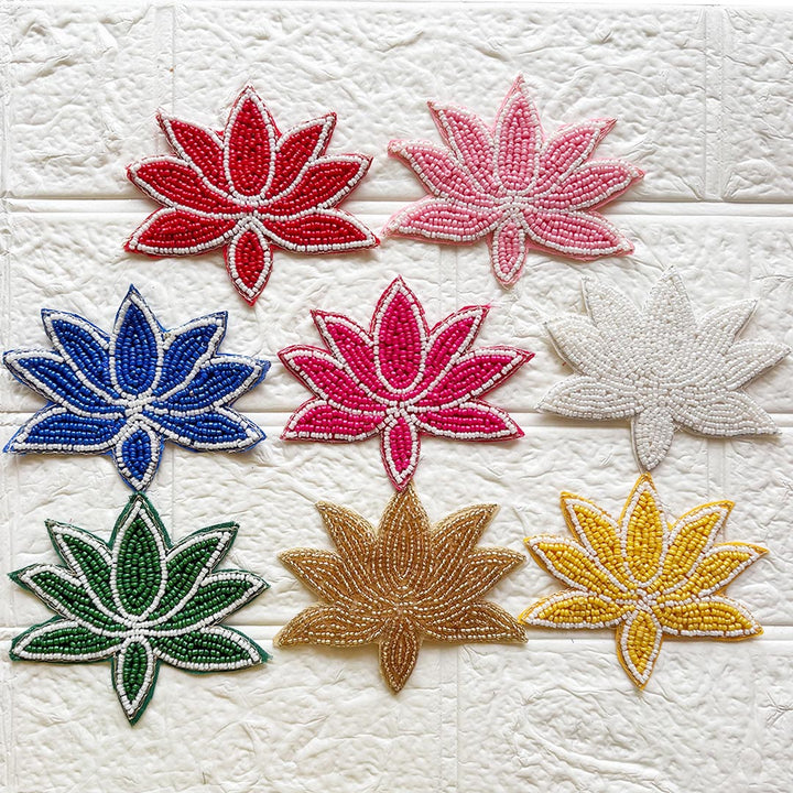 Beaded Lotus Patch 3 Inch | Pack of 10 for Diwali Festive DIY Art &amp; Craft Work