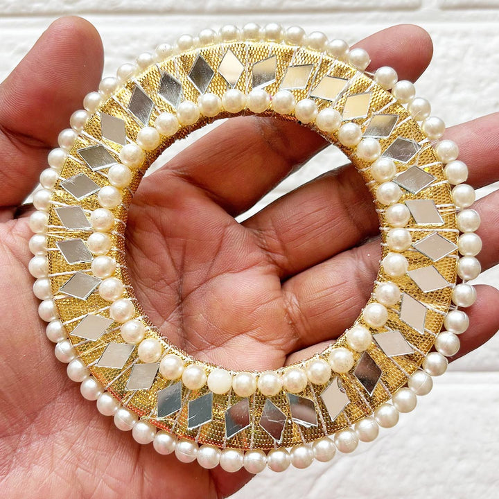 Beaded Mirror Chakra Pack of 4 | for Wedding &amp; Festive Decoration, DIY Art &amp; Craft | 4 INCH