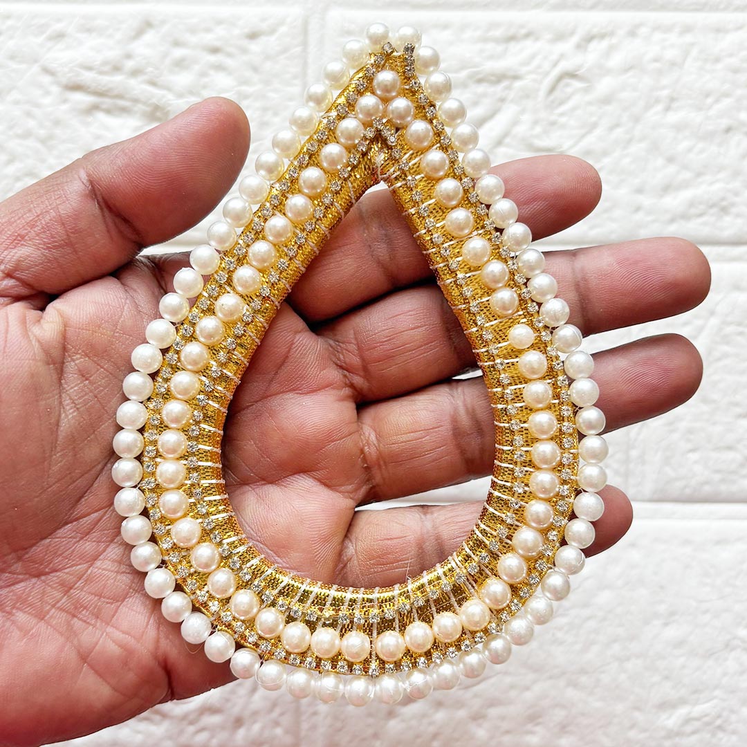 Drop Shape Beaded Mirror Chakra Pack of 4 | for Wedding &amp; Festive Decoration, DIY Art &amp; Craft | 5 INCH