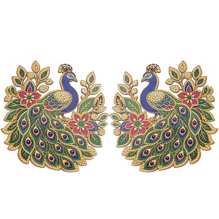 Beaded Peacock printed mdf Cutout Pack of 4 | DIY Decoration, Toran, Bandhanwar